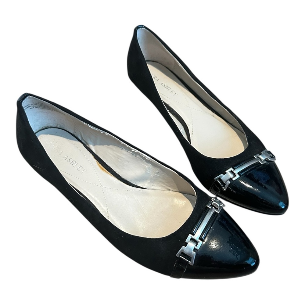 Laura Ashley Women’s 7.5 M Black Leather Flats Shoes